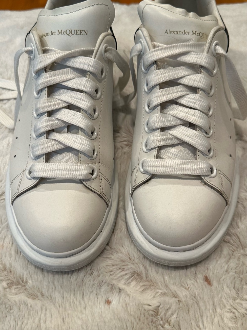 Alexander McQueen White Leather Platform Sneakers